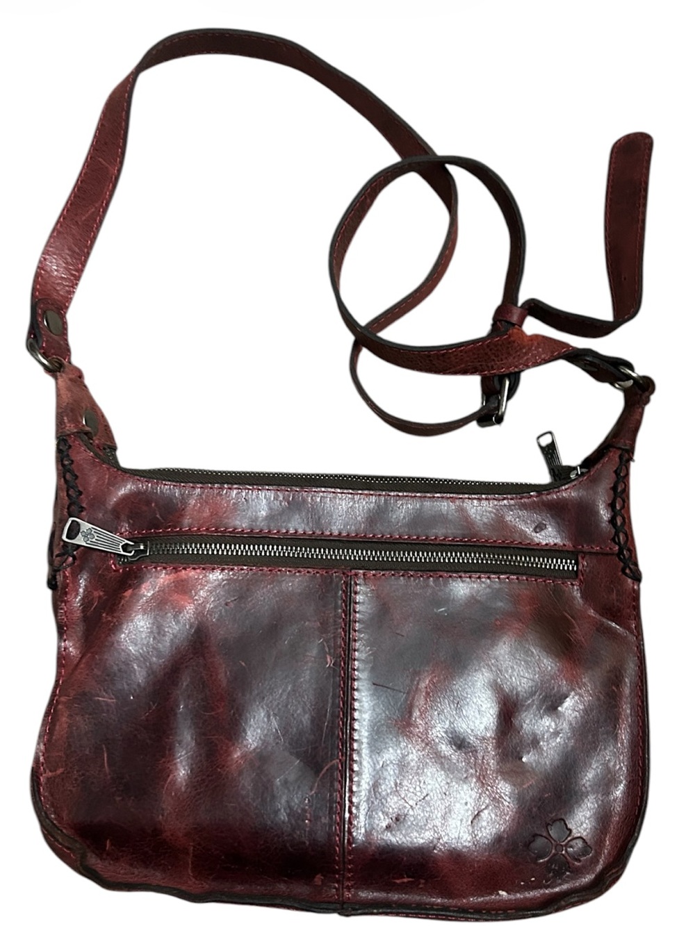 Patricia Nash Camila Distressed Leather Crossbody Bag in Maroon - Picture 5 of 9
